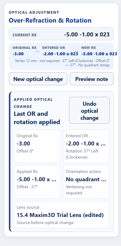 Applied optical change summary